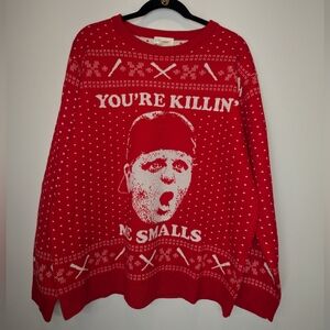 The Sandlot Mens XL Red White Crewneck Baseball Smalls Christmas